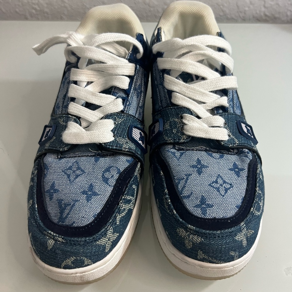 Louis Vuitton Kids Blue Denim Sneakers